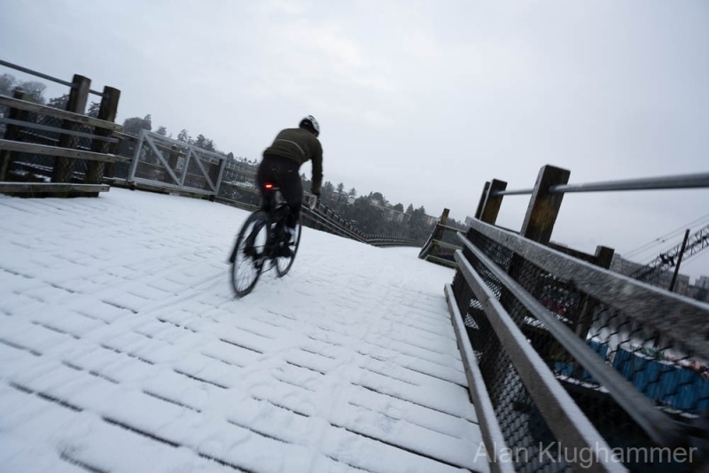Bike riders in Victoria do not worry about snow.