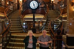 Mom and dad at the main staricase onboard the Queen Elizabeth