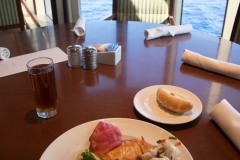 Dinner in the Lido restaurant aboard the Queen Elizabeth