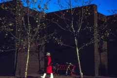 woman in a red coat